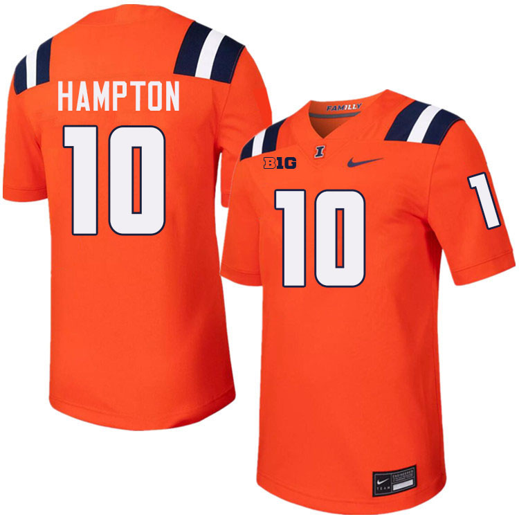 #10 Ethan Hampton Illinois Fighting Illini Football Jersey,Uniforms-Orange #10 Ethan Hampton Illinois Fighting Illini Football Jersey,Uniforms-Orange